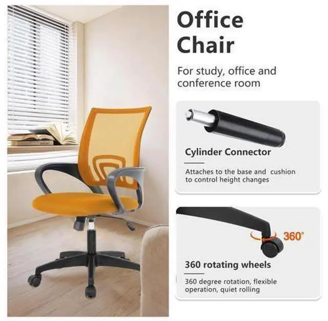 Alt view image 2 of 7 - Home Office Chair Ergonomic Desk Chair Mesh Computer Chair with Lumbar Support Armrest Executive Rolling Swivel Adjustable Mid Back Task Chair for Women Adults,Orange