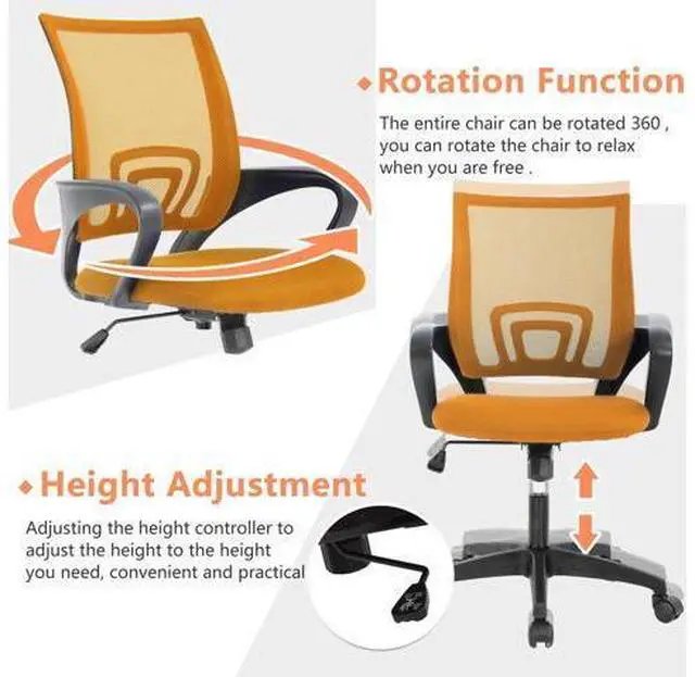 Alt view image 3 of 7 - Home Office Chair Ergonomic Desk Chair Mesh Computer Chair with Lumbar Support Armrest Executive Rolling Swivel Adjustable Mid Back Task Chair for Women Adults,Orange