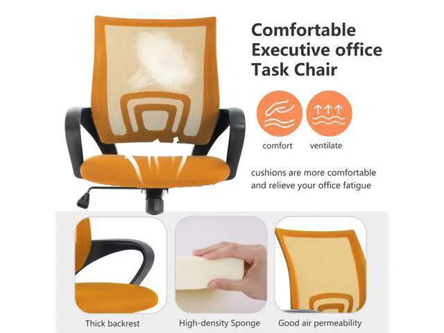 Alt view image 4 of 7 - Home Office Chair Ergonomic Desk Chair Mesh Computer Chair with Lumbar Support Armrest Executive Rolling Swivel Adjustable Mid Back Task Chair for Women Adults,Orange