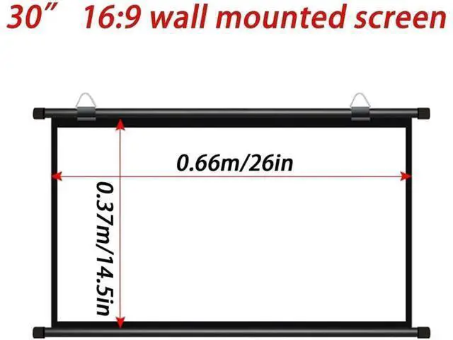 Alt view image 2 of 7 - Manual Projection Screen 30" 40" 50" 60" 72" HD Retractable Projector Screen Manual Pull Down Movie Screen, Anti-Crease, Easy Roll Up(16:9,30in)