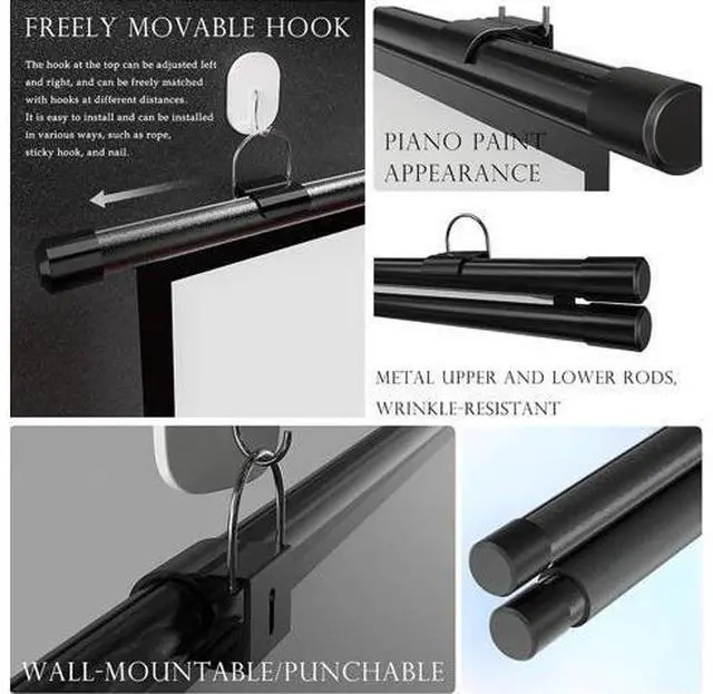 Alt view image 3 of 7 - Manual Projection Screen 30" 40" 50" 60" 72" HD Retractable Projector Screen Manual Pull Down Movie Screen, Anti-Crease, Easy Roll Up(16:9,30in)