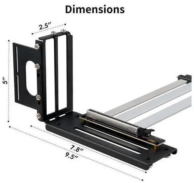Alt view image 6 of 6 - PCIE 5.0 Riser Cable with 3 Slots Vertical GPU Mount Bracket Kit, Gen 5 GPU Graphics Card Extension Cable, PCI-E 16X 128GB/s Compatible with PCIE 4.0 and WRX80/ 90E, RTX4090/ 5090/ RX7900XTX, 200mm