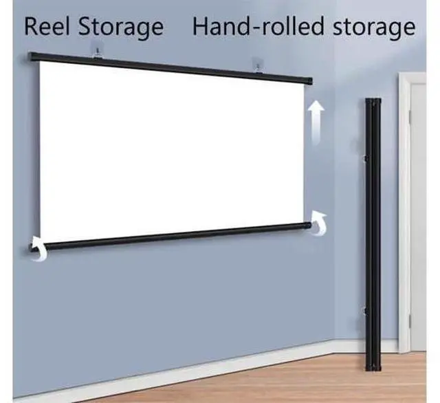 Alt view image 5 of 7 - Home Cinema Projector Screen 60in 72in Manual Pull Down Movie Screen, Portable 4:3 16:9 HD 4K Indoor Outdoor Projection Screen(72inch/16:9)