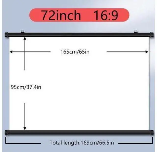 Alt view image 7 of 7 - Home Cinema Projector Screen 60in 72in Manual Pull Down Movie Screen, Portable 4:3 16:9 HD 4K Indoor Outdoor Projection Screen(72inch/16:9)