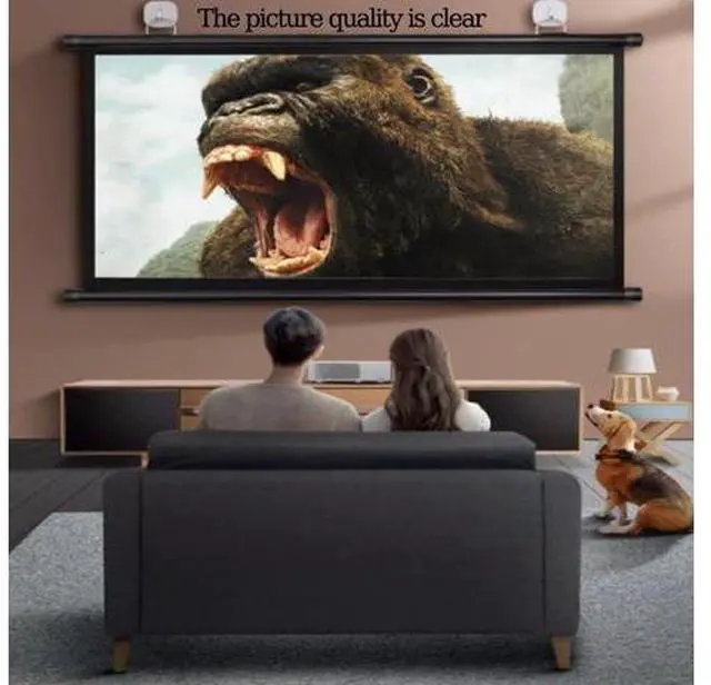 Alt view image 5 of 7 - Projector Screen Manual Pull Down 40" 50" 60" Home Theater Projection Screen Wall Ceiling Mount Projection Screen 4K HD Movie Screen(72 Inch (4:3))