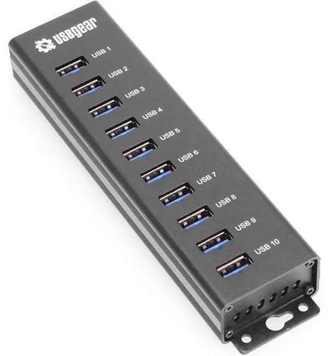 Main image of 10-Port USB 3.2 Gen 1 Mountable Charging and SuperSpeed Data Hub with 5V/4A Power Adapter and USB Type-A to Type-B Cable Up to 900mA per Port Charging Function Wall and Surface Mounting