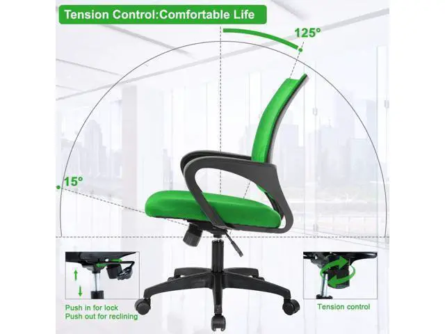 Alt view image 5 of 7 - Home Office Chair Ergonomic Desk Chair Mesh Computer Chair with Lumbar Support Armrest Executive Rolling Swivel Adjustable Mid Back Task Chair for Women Adults (Green)