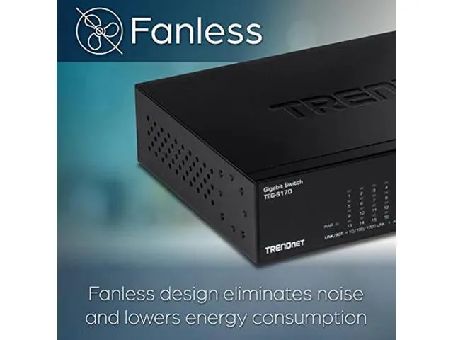 Alt view image 4 of 5 - TRENDnet 16-Port Gigabit Desktop Switch, TEG-S17D, 16 x Gigabit RJ-45 Ports, 32Gbps Switching Capacity, Ethernet Splitter, NDAA & TAA Compliant, Internal Power Supply, Lifetime Protection, Black