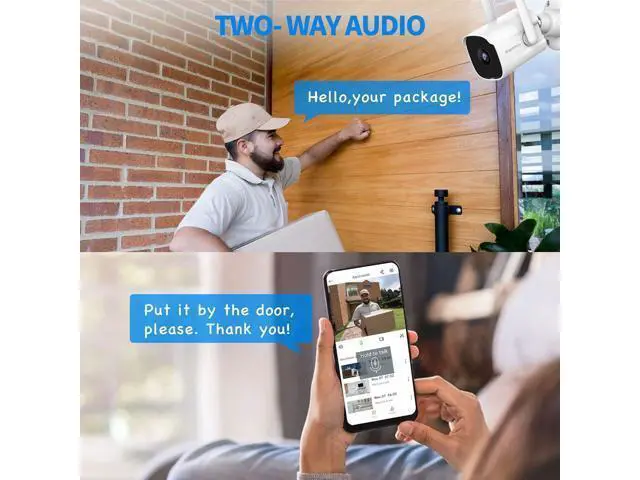 Alt view image 5 of 7 - Septekon 2K Home Security Cameras, 4 Pack Wired WiFi Outdoor Security Cameras with Night Vision, Two-Way Audio, 2.4G WiFi, IP66, Motion Detection Alarm - P30