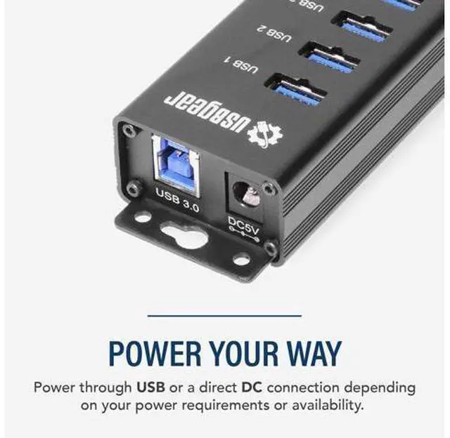 Alt view image 6 of 7 - 10-Port USB 3.2 Gen 1 Mountable Charging and SuperSpeed Data Hub with 5V/4A Power Adapter and USB Type-A to Type-B Cable Up to 900mA per Port Charging Function Wall and Surface Mounting