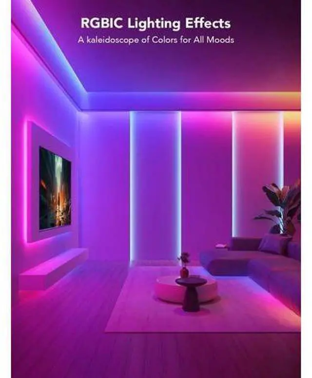 Alt view image 3 of 7 - RGBIC LED Strip Lights 65.6ft Smart LED Lights for Bedroom Bluetooth LED Strip Lights APP Control DIY Multiple Colors on One Line Color Changing LED Lights for Home Decor 2 Rolls of 32.8ft