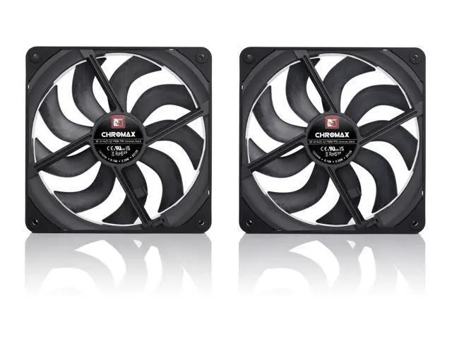 Alt view image 3 of 7 - Noctua NF-A14x25 G2 PWM Sx2-PP chromax.black, Dual Fan Set for Push-Pull and Side-by-Side Applications (Black)