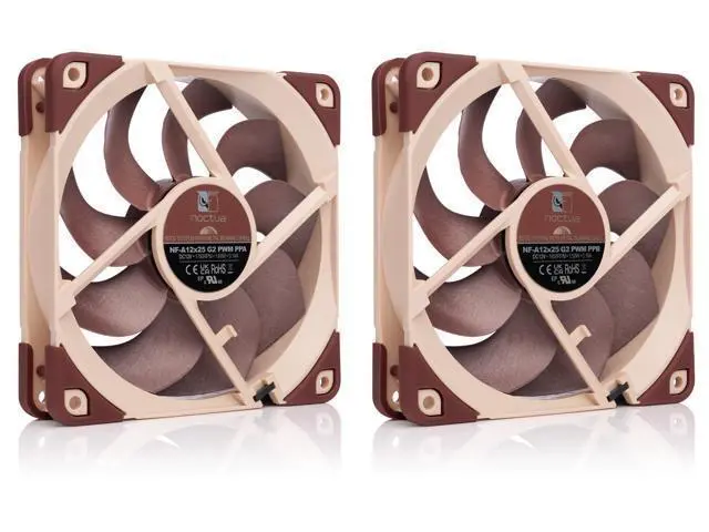 Alt view image 2 of 7 - Noctua NF-A12x25 G2 PWM Sx2-PP, Dual Fan Set for Push-Pull and Side-by-Side Applications (Brown)