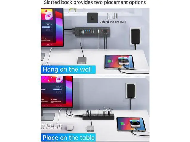 Alt view image 2 of 7 - Powered USB Hub, ACASIS 16 Port 60W USB Hub 3.0 with 4*USB A Smart Charging, 2*USB C 3.0, 10*USB A, Wall Mountable USB Hub, Individual On/Off Switches, 12V/5A DC Power Adapter for Laptops, PC,DS516
