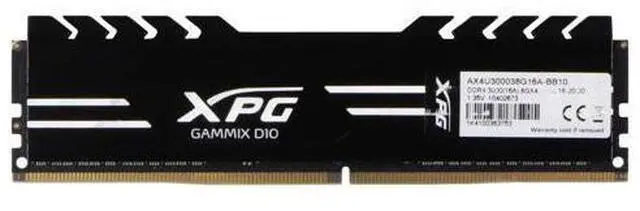 Main image of XPG Gammix D10 (8GB) DDR4 (PC4-24000) 3000MHz Desktop RAM AX4U300038G16A-BB10