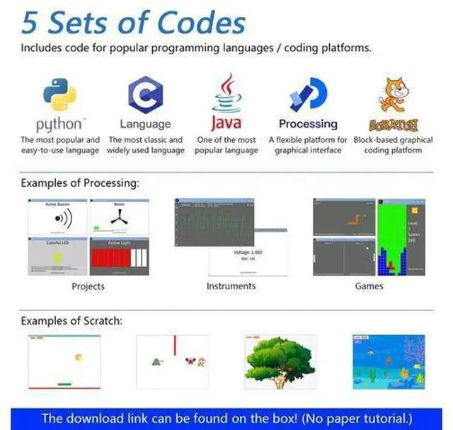 Alt view image 4 of 5 - Freenove Ultimate Starter Kit for Raspberry Pi 5 4 B 3 B+ 400 Zero 2 W, 962-Page Detailed Tutorial, Python C Java Scratch Processing Code, 223 Items, 128 Projects (Raspberry Pi NOT Included)