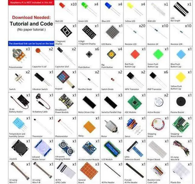 Alt view image 2 of 5 - Freenove Ultimate Starter Kit for Raspberry Pi 5 4 B 3 B+ 400 Zero 2 W, 962-Page Detailed Tutorial, Python C Java Scratch Processing Code, 223 Items, 128 Projects (Raspberry Pi NOT Included)