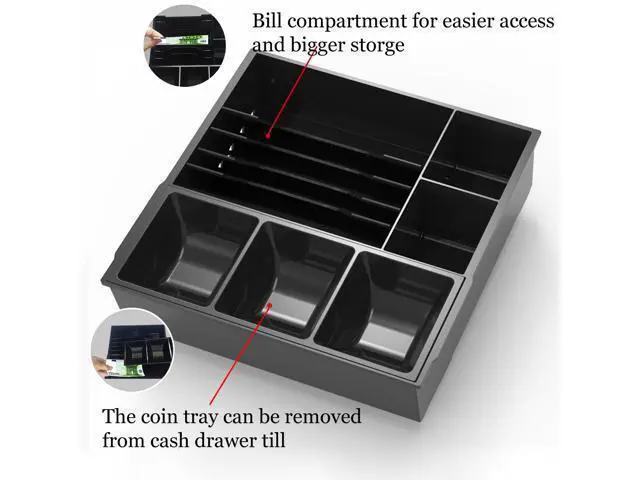 Alt view image 2 of 5 - Beelta Mini Cash Register Drawer 12 for Point of Sale (POS) System with Fully Removable 2 Tier Cash Tray, 5 Bill slots / 5 Coin slots, 24V, RJ11/RJ12 Key-Lock, Media Slot, Aluminium Alloy, Sliver