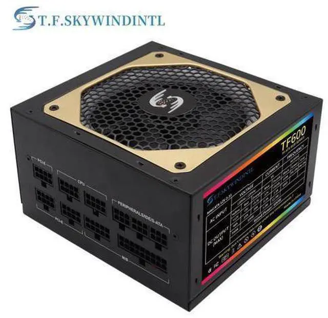Alt view image 5 of 7 - 600W Power Supply RGB Fully Modular ATX Gaming PSU Full Voltage 90-265V Active PFC with FDB Fan Multiple ARGB Light Modes for Desktop PC Server