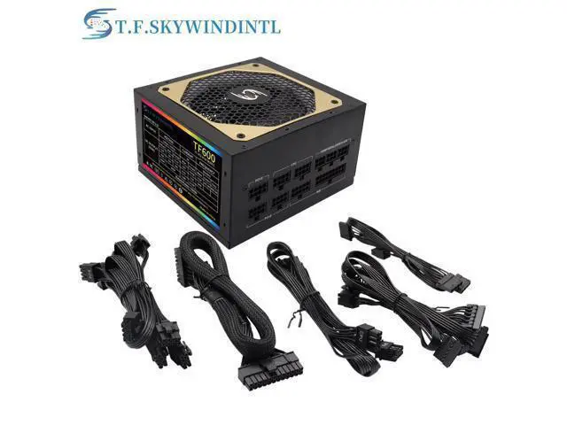 Alt view image 7 of 7 - 600W Power Supply RGB Fully Modular ATX Gaming PSU Full Voltage 90-265V Active PFC with FDB Fan Multiple ARGB Light Modes for Desktop PC Server