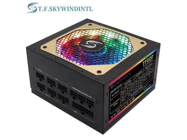 Alt view image 4 of 7 - 600W Power Supply RGB Fully Modular ATX Gaming PSU Full Voltage 90-265V Active PFC with FDB Fan Multiple ARGB Light Modes for Desktop PC Server