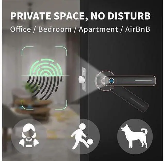 Alt view image 2 of 5 - Fingerprint Door Lock - Biometric Door Knob Fingerprint Door Knob Keyless Entry Door Locks with Handle Door Lever for Homes/Apartments/Office/AirBnB/Hotels (Silver)