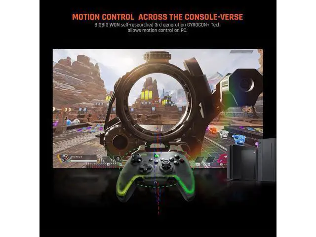 Alt view image 3 of 7 - PC Controller, BIGBIG WON Wireless Controller Motion Control, Hall Trigger, ALPS Joystick, 3.5mm Audio, Gaming Controller for PC Windows/Android/iOS/Switch Pro Controller (Rainbow 2 Pro&Charging Dock)