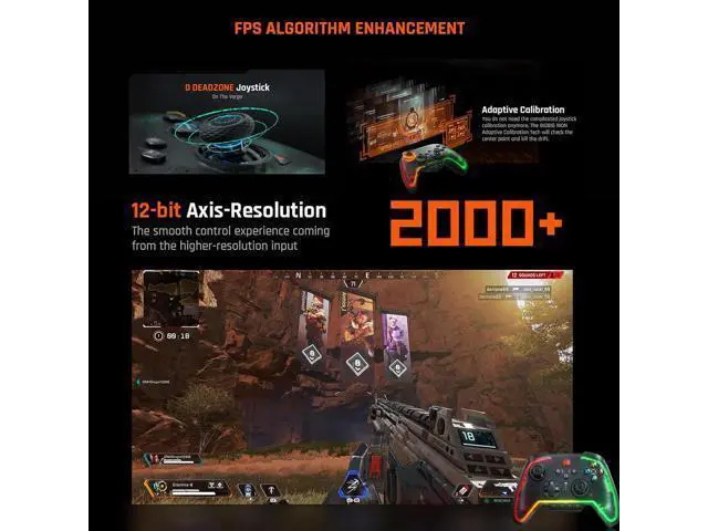Alt view image 5 of 7 - PC Controller, BIGBIG WON Wireless Controller Motion Control, Hall Trigger, ALPS Joystick, 3.5mm Audio, Gaming Controller for PC Windows/Android/iOS/Switch Pro Controller (Rainbow 2 Pro&Charging Dock)