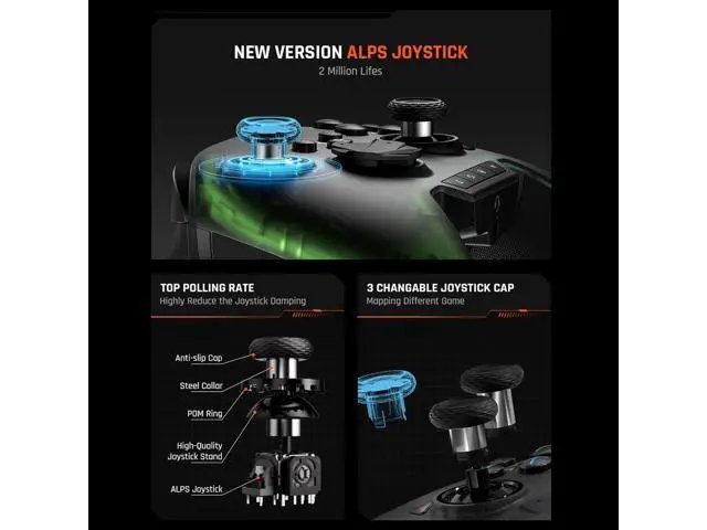 Alt view image 4 of 7 - PC Controller, BIGBIG WON Wireless Controller Motion Control, Hall Trigger, ALPS Joystick, 3.5mm Audio, Gaming Controller for PC Windows/Android/iOS/Switch Pro Controller (Rainbow 2 Pro&Charging Dock)