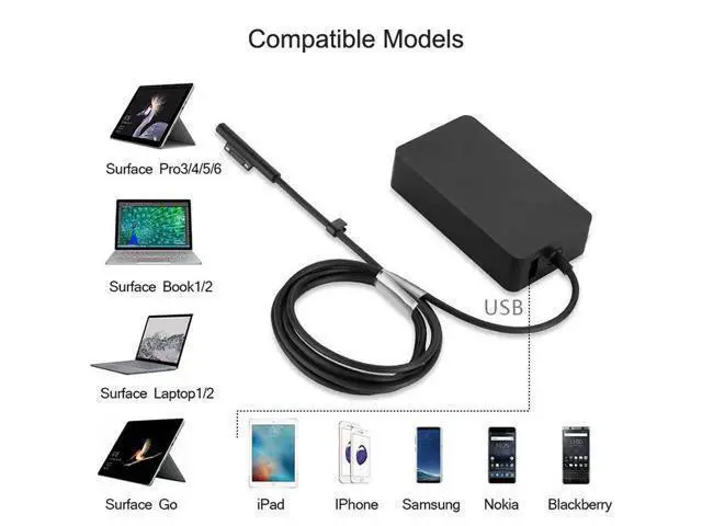Alt view image 6 of 7 - 127W 15V 8A AC Power Supply Adapter Laptop Charger Microsoft Surface Book 3 Surface Pro X 7 6 5 4 3 Charger Compatible with Laptop Studio 4 3 2 1