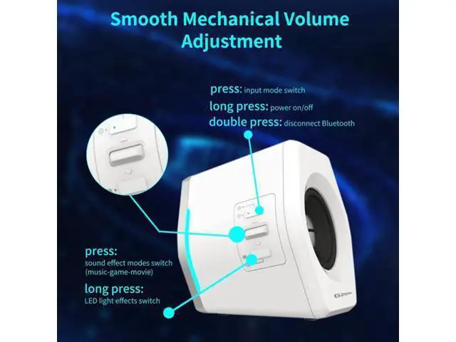 Alt view image 2 of 7 - Edifier G2000 32W PC Computer Speakers for Gaming Desktop PC Laptop Mac Computer Woofer Speakers Bluetooth USB 3.5mm AUX Inputs RGB Lights Multimedia Speakers White