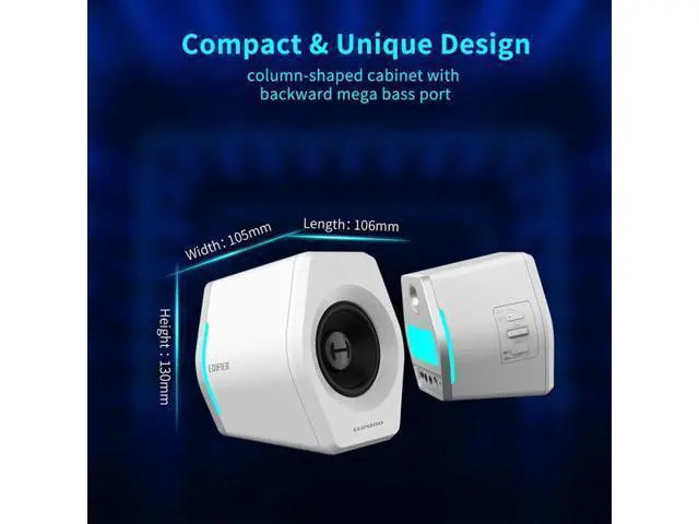 Alt view image 7 of 7 - Edifier G2000 32W PC Computer Speakers for Gaming Desktop PC Laptop Mac Computer Woofer Speakers Bluetooth USB 3.5mm AUX Inputs RGB Lights Multimedia Speakers White