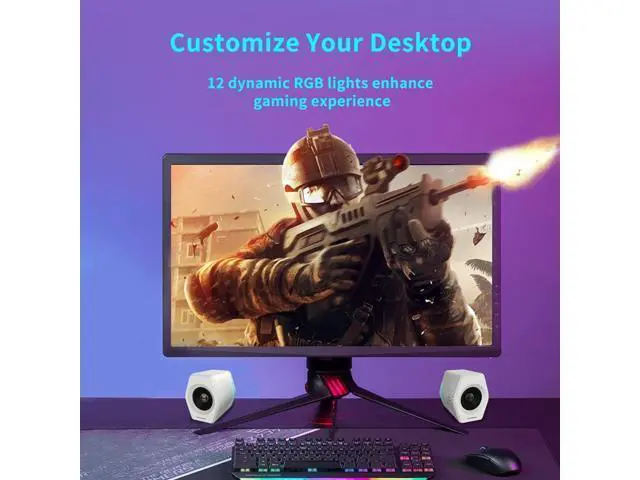 Alt view image 6 of 7 - Edifier G2000 32W PC Computer Speakers for Gaming Desktop PC Laptop Mac Computer Woofer Speakers Bluetooth USB 3.5mm AUX Inputs RGB Lights Multimedia Speakers White