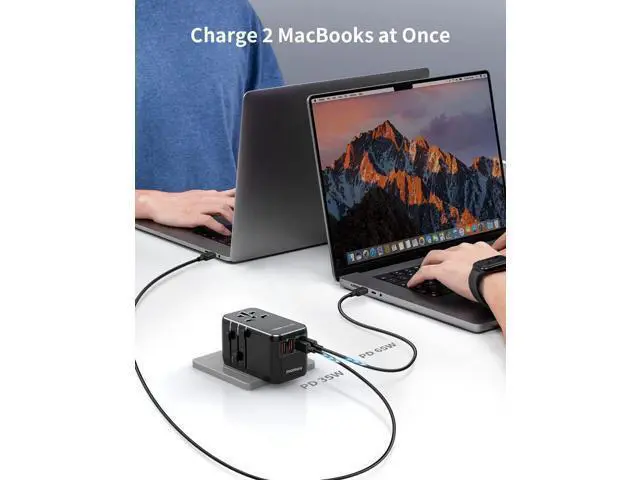 Alt view image 5 of 7 - MOMAX Universal Power Adapter, 100W Fast GaN International Travel Adapter, 2PD USB-C+2QC USB-A Travel Plug Adapter, US/UK/EU/AU Universal Charger Adapter for Laptops,Tablets,Phones, etc