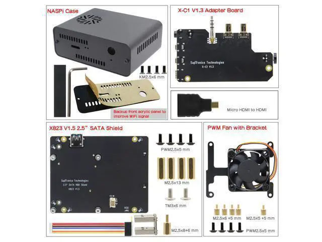 Alt view image 6 of 7 - Geekworm NASPi 2.5 inch SATA HDD/SSD NAS Storage Kit for Raspberry Pi 4 Model B(Not Include Raspberry Pi 4)