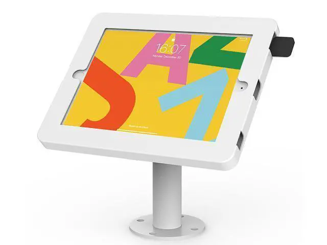 Main image of Beelta Retail Kiosk Tablet Stand for 10.2 inch iPad 7th/8th Generation, Business Desktop POS iPad Stand, Anti Theft, Metal, White