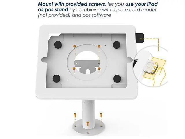 Alt view image 4 of 6 - Beelta Retail Kiosk Tablet Stand for 10.2 inch iPad 7th/8th Generation, Business Desktop POS iPad Stand, Anti Theft, Metal, White