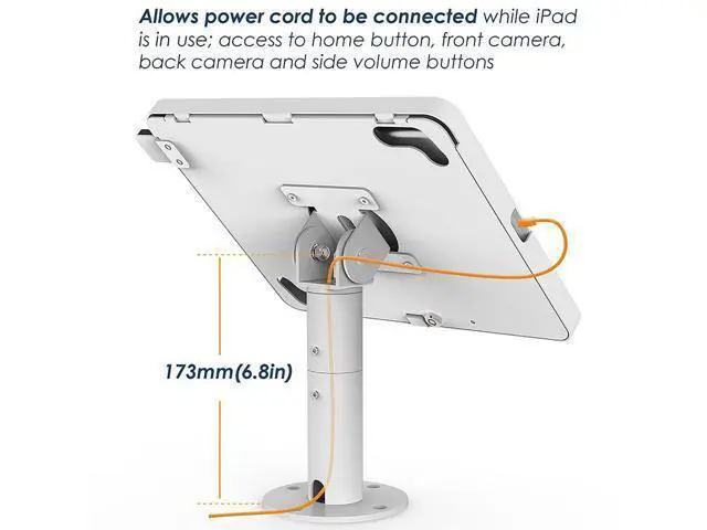 Alt view image 3 of 6 - Beelta Retail Kiosk Tablet Stand for 10.2 inch iPad 7th/8th Generation, Business Desktop POS iPad Stand, Anti Theft, Metal, White