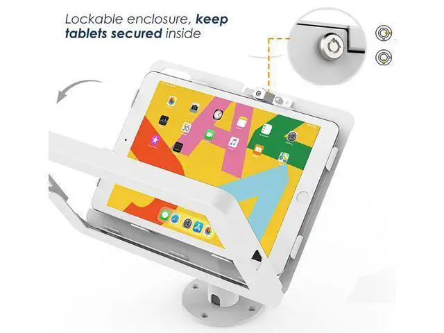 Alt view image 6 of 6 - Beelta Retail Kiosk Tablet Stand for 10.2 inch iPad 7th/8th Generation, Business Desktop POS iPad Stand, Anti Theft, Metal, White