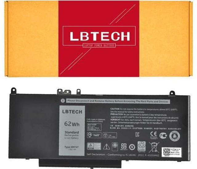 Main image of LBTECH 6MT4T Compatible Laptop Battery Replacement for Dell Latitude E5450 E5470 E5550 E5570 Notebook 15.6" Series 7.6V 62Wh