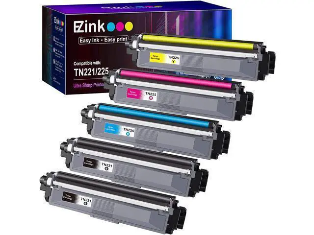 Main image of E-Z Ink (TM) Compatible Toner Cartridge Replacement for Brother TN221 TN225 to Use with MFC-9130CW HL-3170CDW HL-3140CW HL-3180CDW MFC-9330CDW (2 Black, 1 Cyan, 1 Magenta, 1 Yellow, 5 Pack)