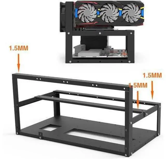 Alt view image 2 of 7 - Azusumi Graphics Card Holder,Motherboard Bracket,Durable Open Mining Rig Frame Case