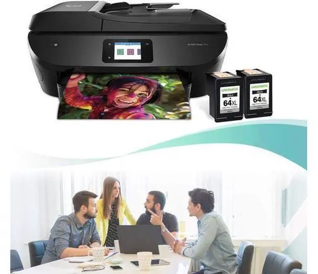 Alt view image 3 of 7 - GREENBOX Remanufactured Ink Cartridge Replacement 64 XL 64XL High-Yield Envy Photo 7855 7155 6255 6230 6252 6258 7120 6220 7130 7132 7158 7164 7820 7830 7858 7864 7800 Printer (2 Black)
