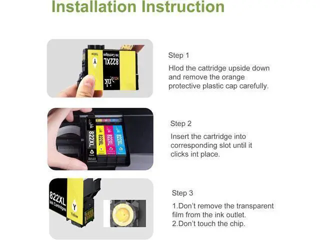 Alt view image 4 of 6 - 5 Pack 822XL Remanufactured Replacement 822XL Ink Cartridges T822XL Workforce Pro WF-3820 WF-4820 WF-4830 WF-4833 WF-4834 Printers (2 Black, 1 Cyan, 1 Magenta, 1 Yellow)