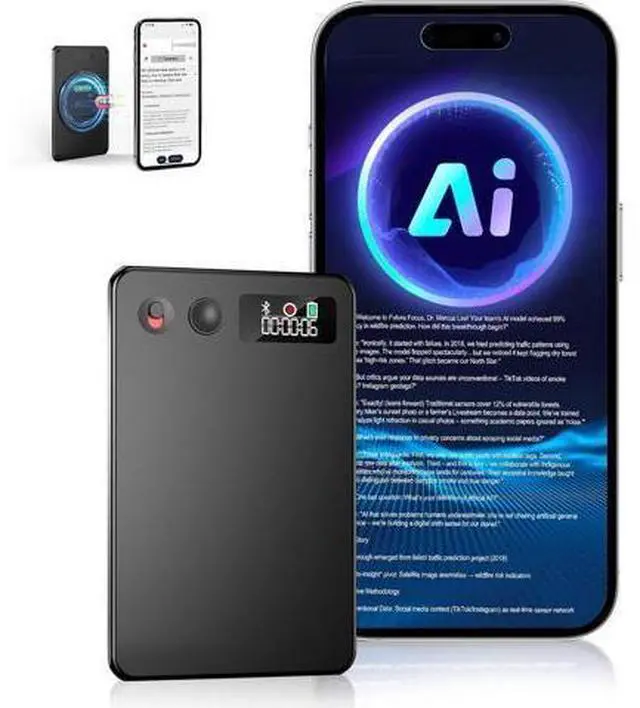 Main image of AI Voice Recorder, Audio Activated Recorder with Playback, App Controlled, Transcribed and Summarized with AI Technology, 190 Languages, 64GB Memory for Lectures, Learning, Meetings, Calls