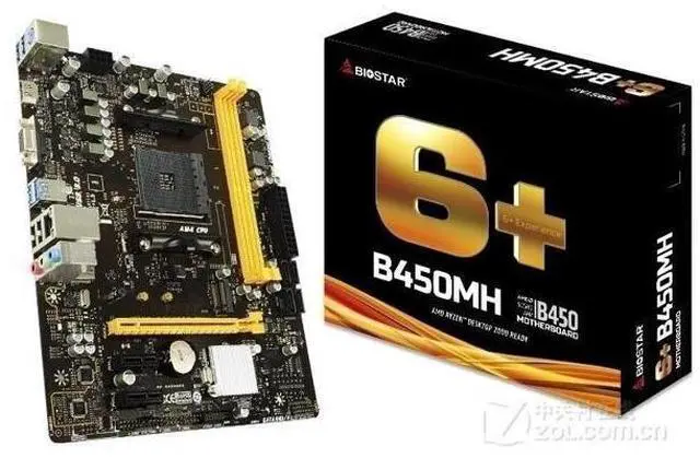 Alt view image 4 of 4 - biostar B450MH Socket AM4 2×DDR4 DIMM PCI-E 3.0 Micro ATX
