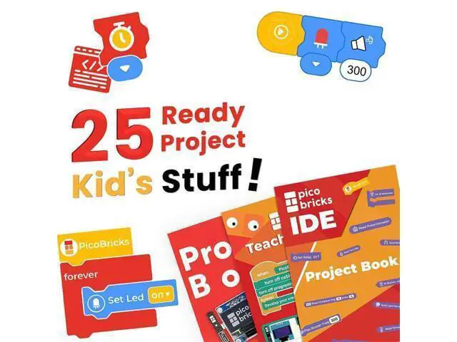 Alt view image 4 of 5 - Picobricks - Raspberry Pi Pico W Starter Kit with Extensive Learning Guide, Raspberry Pi Kit, Raspberry Pi Starter Kit, Electronics Set(Not Included Pico W)