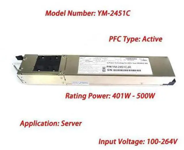 Main image of 450W Server PSU 450W Redundant Hot-Swap Power Supply YM-2451CJR YM-2451C SSI Power R512 G2 Power