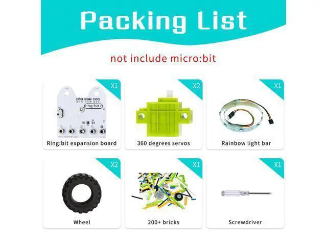 Alt view image 2 of 5 - ELECFREAKS microbit Ring:bit 6-in-1 Building Bricks Kit, Programmable Coding Learning Kit with 200+ Building Blocks(Without Micro:bit)