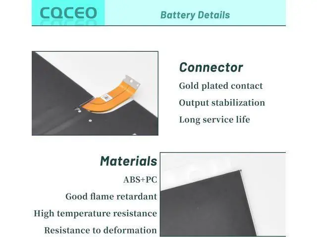 Alt view image 2 of 7 - CQCEO G3HTA005H G3HTA009H Tablet Battery for Microsoft Surface PRO 3 1631 Series 1577-9700 MS011301-PLP22T02 7.6V 42.2Wh 5547mAh